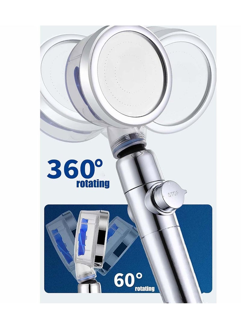High Pressure Water Saving Shower, Shower Head, 360 Degrees Rotating Head Propeller Driven Handheld Pressure,  Replacement for Bath Showerhead - Image 4