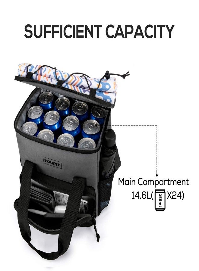 TOURIT Small Soft Cooler Bag Insulated, 24/35/46-Can Lunch Bag, Ice Chest, Leakproof & Portable Coolers for Picnic, Beach, Camping, Work, Travel, Grey - Image 4