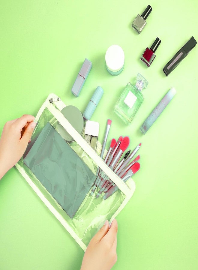 Chengu 9 Pack Clear Zipper Pouches Multipurpose PVC Waterproof Pouch Document Bag for Teacher School Office Supplies Clear Travel Bags for Cosmetic Wallet Pencil Organize(White Side) - Image 5