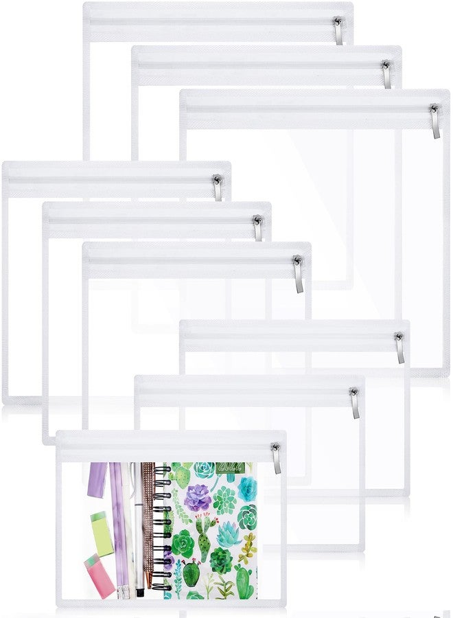 Chengu 9 Pack Clear Zipper Pouches Multipurpose PVC Waterproof Pouch Document Bag for Teacher School Office Supplies Clear Travel Bags for Cosmetic Wallet Pencil Organize(White Side) - Image 1