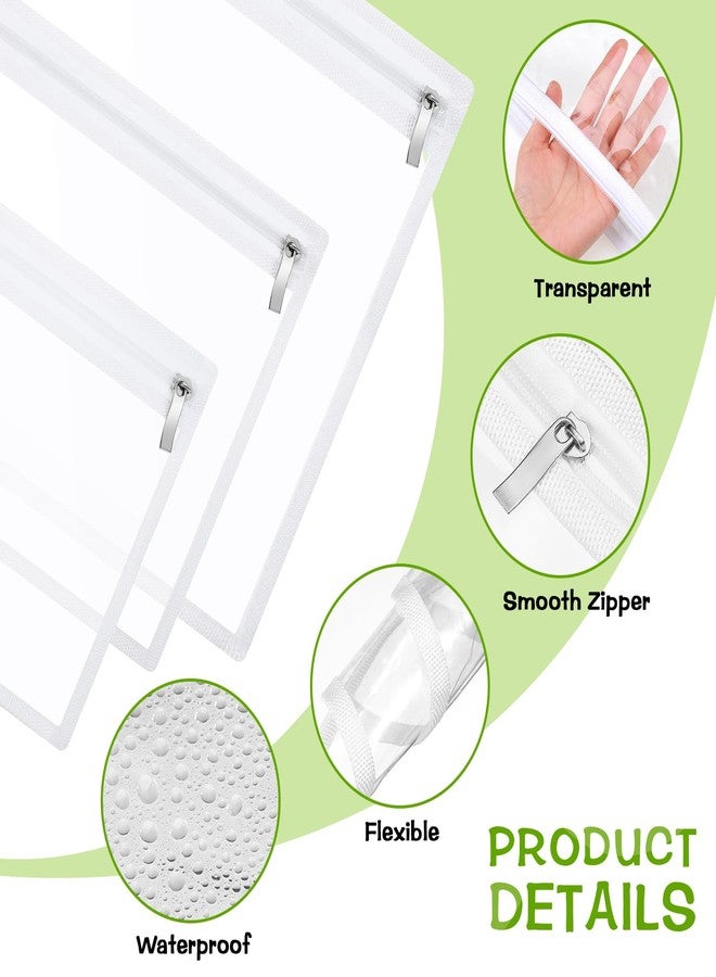 Chengu 9 Pack Clear Zipper Pouches Multipurpose PVC Waterproof Pouch Document Bag for Teacher School Office Supplies Clear Travel Bags for Cosmetic Wallet Pencil Organize(White Side) - Image 3
