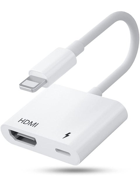 HDMI Adapter for iPhone,HDMI Sync Screen Converter, 1080P HDMI Digital AV Adapter with Charing Port,Compatible with iPhone 13/12/11/X/8/7/ iPad/ iPod to HD TV/Monitor/Projector. [No Need Power]