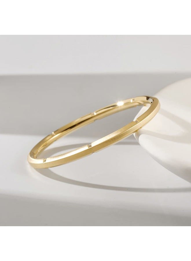 CIUNOFOR Gold Bangle Bracelets for Women, Stainless Steel Cubic Zirconia Wide Band Bracelet Set for Adult, One Size, Stainless Steel, no gemstone - Image 3
