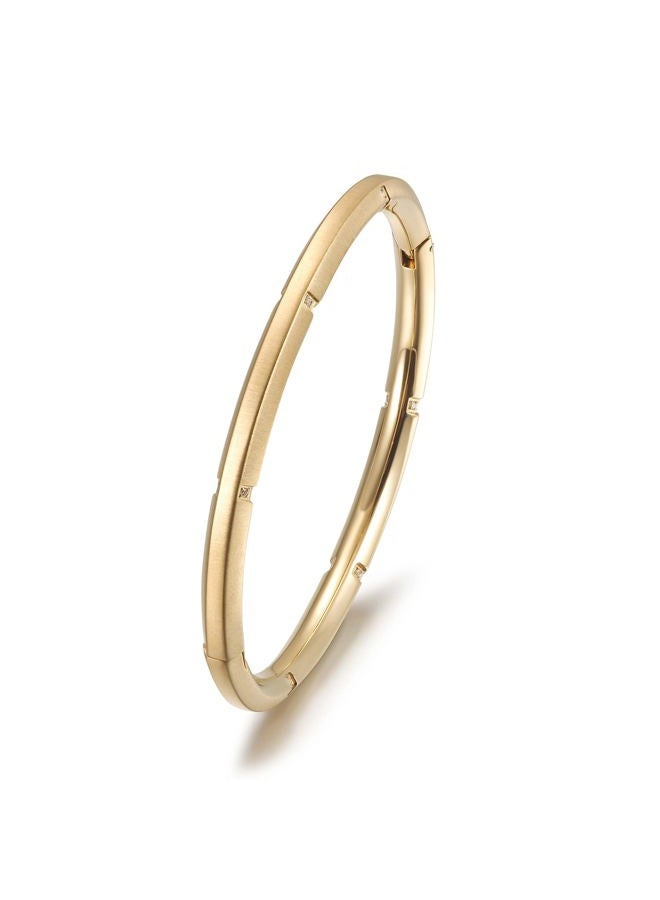 CIUNOFOR Gold Bangle Bracelets for Women, Stainless Steel Cubic Zirconia Wide Band Bracelet Set for Adult, One Size, Stainless Steel, no gemstone - Image 1