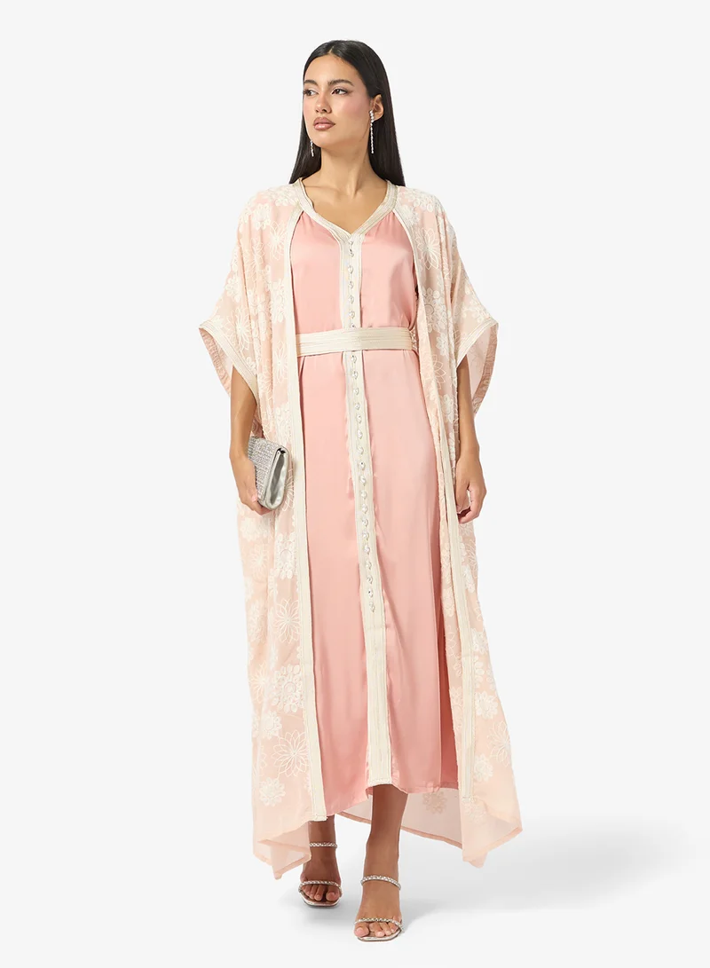 Khizana Printed Abaya With Inner Dress