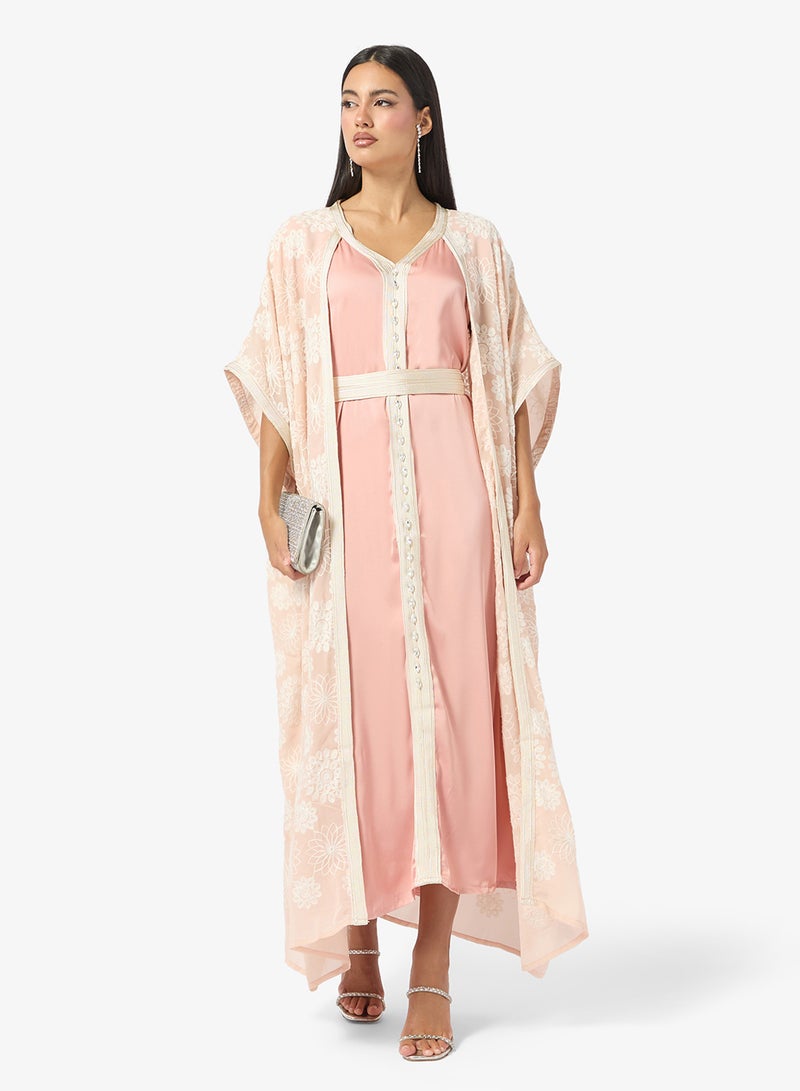 Khizana Printed Abaya With Inner Dress - Image 1