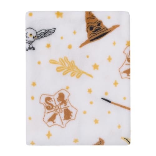NoJo Warner Brothers Harry Potter White, Gold, and Tan Super Soft Plush Baby Blanket - Image 1