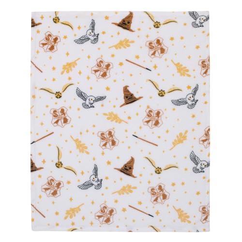NoJo Warner Brothers Harry Potter White, Gold, and Tan Super Soft Plush Baby Blanket - Image 3