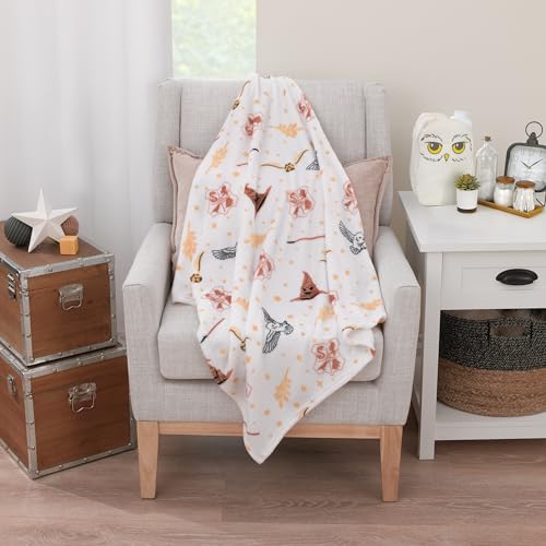 NoJo Warner Brothers Harry Potter White, Gold, and Tan Super Soft Plush Baby Blanket - Image 4