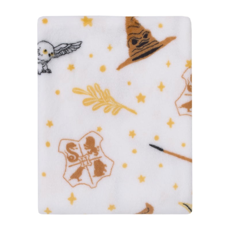 NoJo Warner Brothers Harry Potter White, Gold, and Tan Super Soft Plush Baby Blanket - Image 5