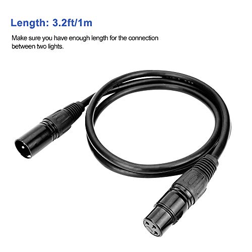 WorldLite 3.2ft DMX Cable, 10PCS 1 Meter DMX Signal Cables Signal Wires, 3-Pin XLR Male to Female Stage Light Signal Cable with Metal connectors, Connection for DMX512 Stage & DJ Lighting fixtures - Image 2