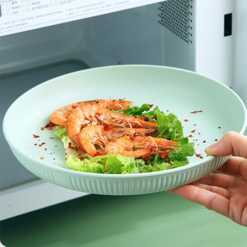 WE-CEF Wheat Straw & Bamboo Fiber Plates Set - 6 PCs Green Round Deep Dish Food Grade Unbreakable Dinner Plates 9 in Set Reusable Dishwasher Safe for Restaurants Kitchen Food Tray (6-Green) - Image 5