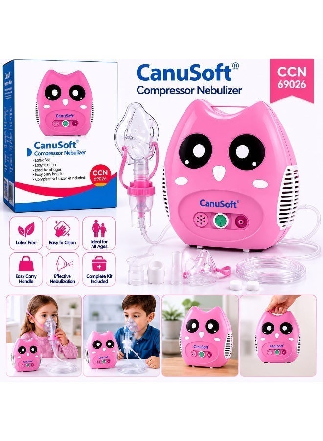 CanuSoft Compressor Nebulizer for Kids & Adults Portable Cute Owl Design Pink CCN69026 - Image 3