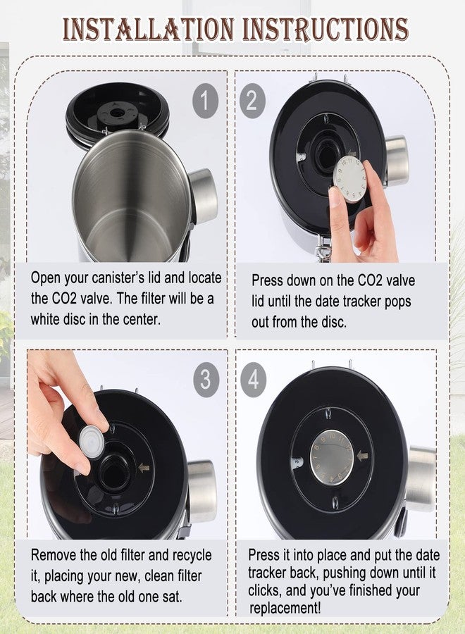 تونديامو مجموعة فلتر صمام ثاني أكسيد الكربون من تونديمو، 22 قطعة، بديلة لعلب القهوة محكمة الإغلاق بحلقتين مطاطيتين، مزودة بفتحة تهوية أحادية الاتجاه لإزالة الغازات من عبوات حبوب البن والأكياس وأكياس الطعام. - Image 5