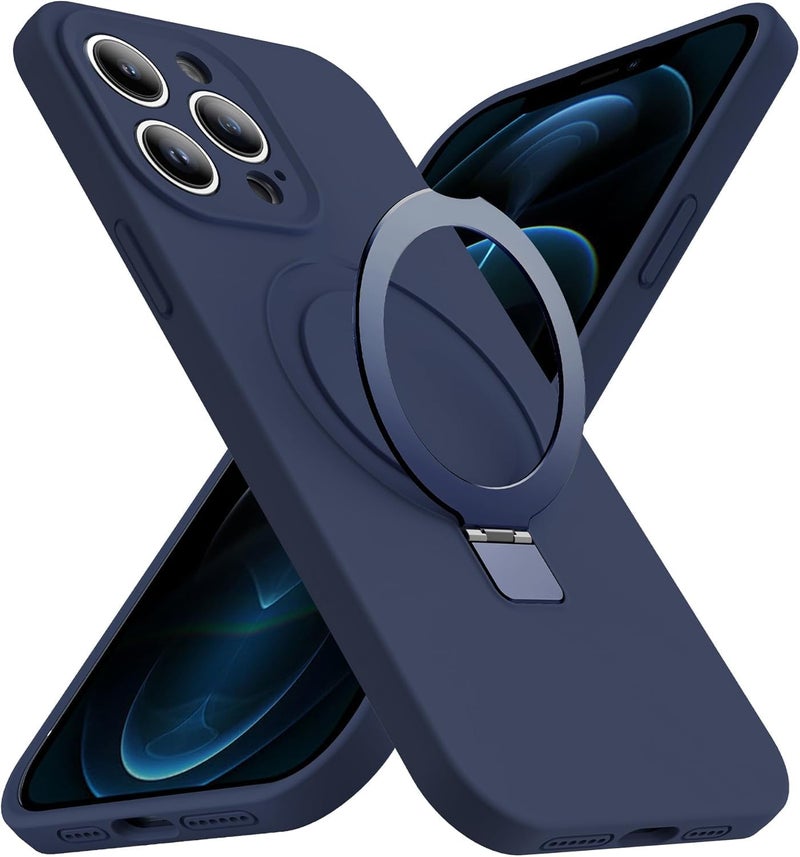 Eligo For Iphone 12 Pro Max Case, Compatible With Magsafe, With Magnetic Invisible Stand, Shockproof Military-Grade Protection Silicone Phone Cover With Kickstand For Apple 12 Pro Max Navy Blue - Image 1