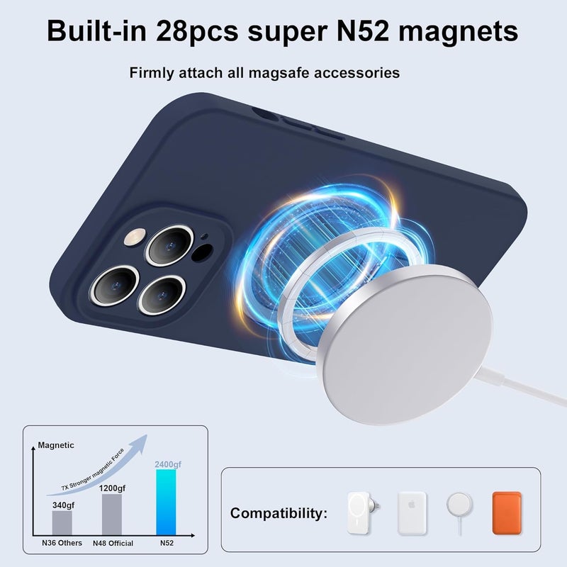 Eligo For Iphone 12 Pro Max Case, Compatible With Magsafe, With Magnetic Invisible Stand, Shockproof Military-Grade Protection Silicone Phone Cover With Kickstand For Apple 12 Pro Max Navy Blue - Image 2