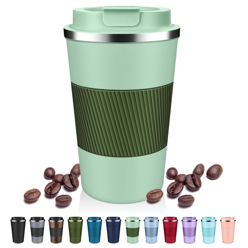 DUBUXW Insulated Coffee Tumblers with Flip Lid 12oz / 17oz, Stainless Steel Travel Coffee Mug Leak Proof, Vacuum Insulated Coffee Mug Reusable Cup, Keeps Cold and Hot for Coffee Tea - Image 1