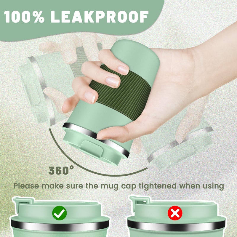 DUBUXW Insulated Coffee Tumblers with Flip Lid 12oz / 17oz, Stainless Steel Travel Coffee Mug Leak Proof, Vacuum Insulated Coffee Mug Reusable Cup, Keeps Cold and Hot for Coffee Tea - Image 3