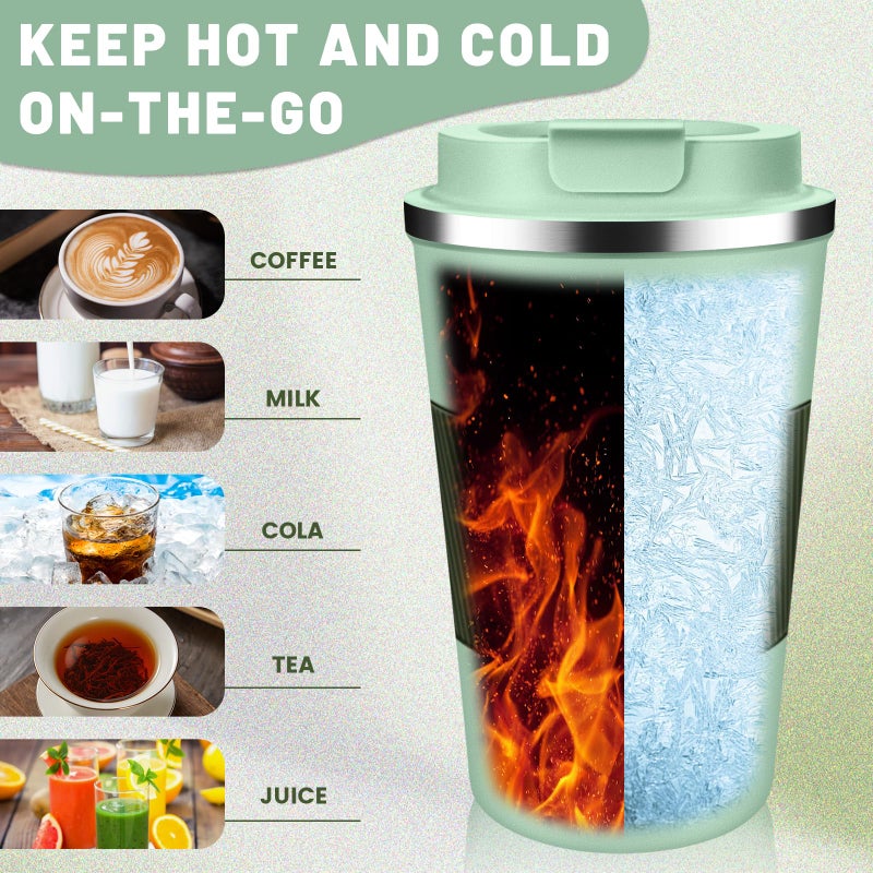 DUBUXW Insulated Coffee Tumblers with Flip Lid 12oz / 17oz, Stainless Steel Travel Coffee Mug Leak Proof, Vacuum Insulated Coffee Mug Reusable Cup, Keeps Cold and Hot for Coffee Tea - Image 5