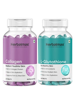 Herbal Max Herbal Max Collagen Supplements & Glutathione Supplements - 120N With Vitamin C | Peptides For Anti Aging & Skin Clarity | Collagen Boosts & Support Joints Health | | Best Price KSA