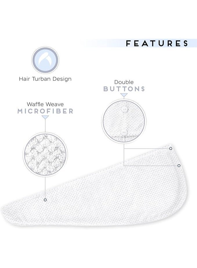 2 Pack Microfiber Hair Towel Wrap for Women, Anti Frizz Quick Drying Hair Turban for All Hair Style, Absorbent and Lightweight (Bright White) - Image 4