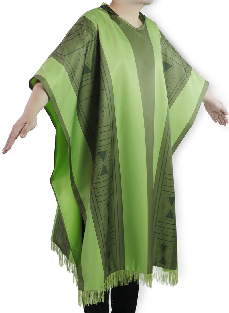 SOLARAE Kids Costume Cape Cloak Madrigal Dress Up Green Poncho Robe Outfits for Adult Boys Grils Size M - Image 2