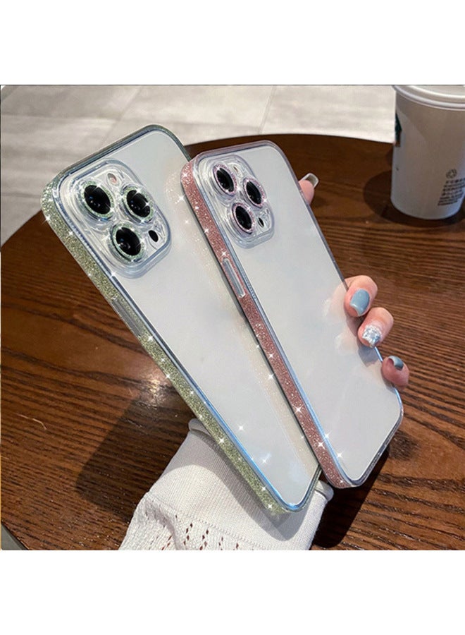 Glitter No Step Glass Iphone13 Fine Hole 15 Mobile Phone Case Apple 16 Protective Cover Cross Border-Color:Silver-Applicable Model:Iphone 14 Pro
