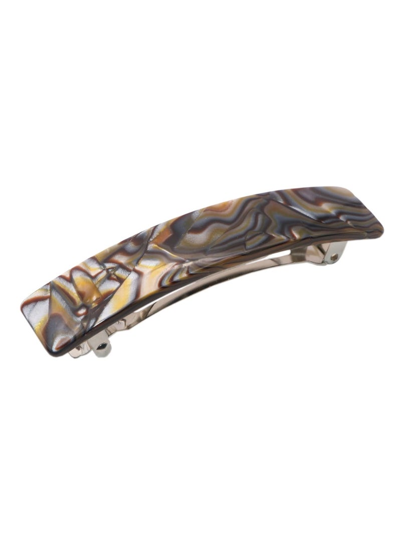 French Amie - French Amie Oblong Silver Onyx Handmade 3.5 Inches Strong Grip Celluloid Silver Grey Onyx Automatic Hair Clip Hair Barrette - Long Lasting (Silver Onyx) by French Amie - Image 1