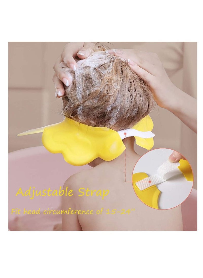 SYOSI - Baby Shower Cap, Yellow Adjustable Silicone Shampoo Bath Cap, Waterproof Bathing Hat, Infants Soft Shampoo Hat, Soft Protection Safety Protect Eye Ear, for Infants Toddlers Kids Children - Image 1