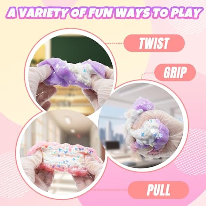 Batorisy 2Pack Squeeze Fidget Toys for Kids & Adults,Squishy Sensory Cake Toy with Glitter Sequins,Stress Anxiety Relief Calming Toys for Classroom Prizes(Cake) - Image 3