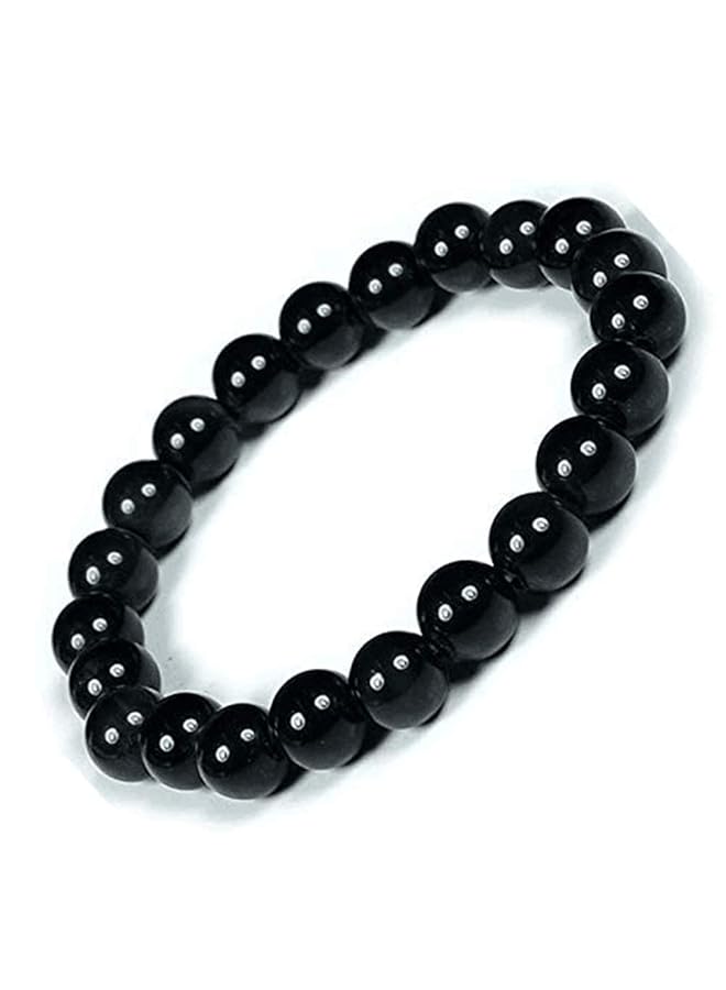 erorex Black Tourmaline Obsidian Wealth Bracelet Natural Beads Bracelet Negative Energy Protection Healing Crystals Earthing Strength And Meditation. Good Luck Bracelet 7 Inch（8 Mm） - Image 1