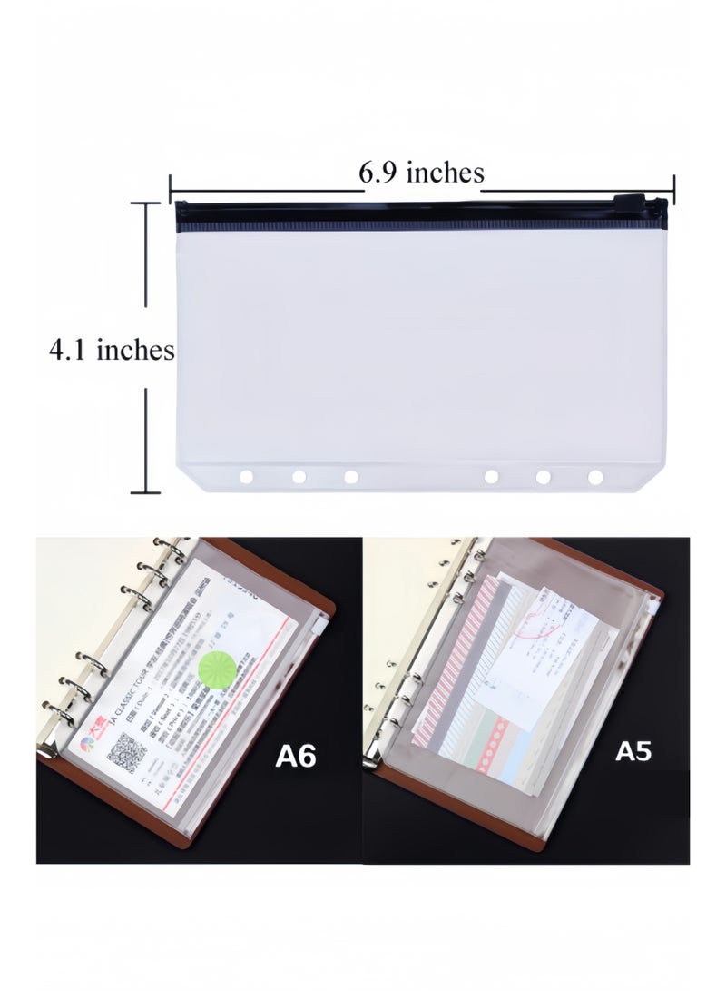 هالامودو قطع من جيوب الملفات A6 ذات 6 فتحات لحفظ النقود، منظم نقود متعدد الألوان بسحاب لملء النقود، منظم مخطط A6 مقاوم للماء من مادة البولي فينيل كلوريد، أكياس ملفات، أكياس تخزين مستندات ذات أوراق فضفاضة - Image 4