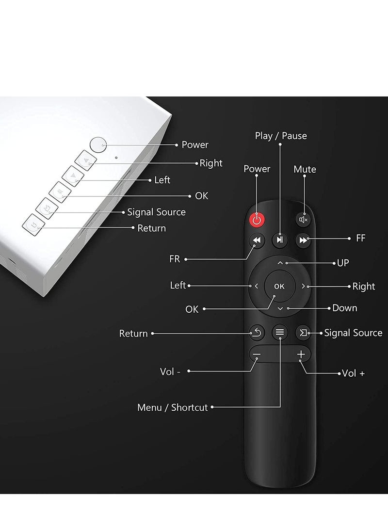 YUNSYE Mini Projector, Portable Projector, Kids Gift, Outdoor Movie Projector, LED Video Projector for Home Theater Movie Projector with HDMI USB TV AV Interfaces and Remote Control - Image 2