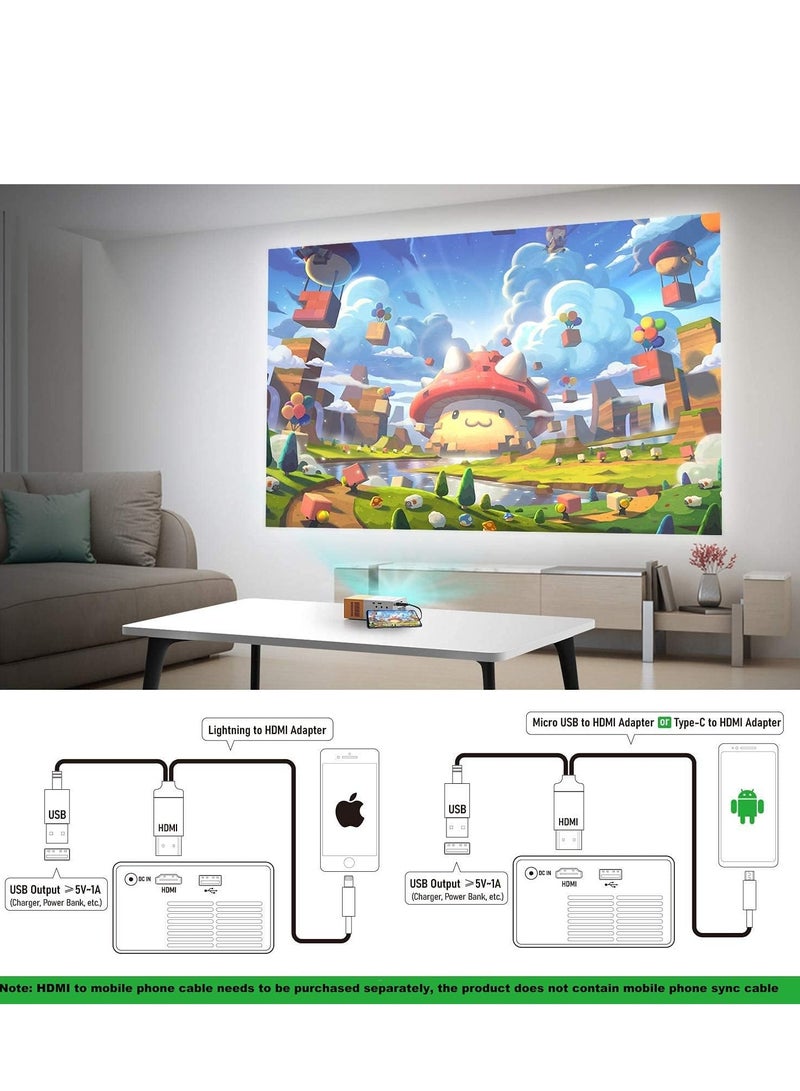YUNSYE Mini Projector, Portable Projector, Kids Gift, Outdoor Movie Projector, LED Video Projector for Home Theater Movie Projector with HDMI USB TV AV Interfaces and Remote Control - Image 5