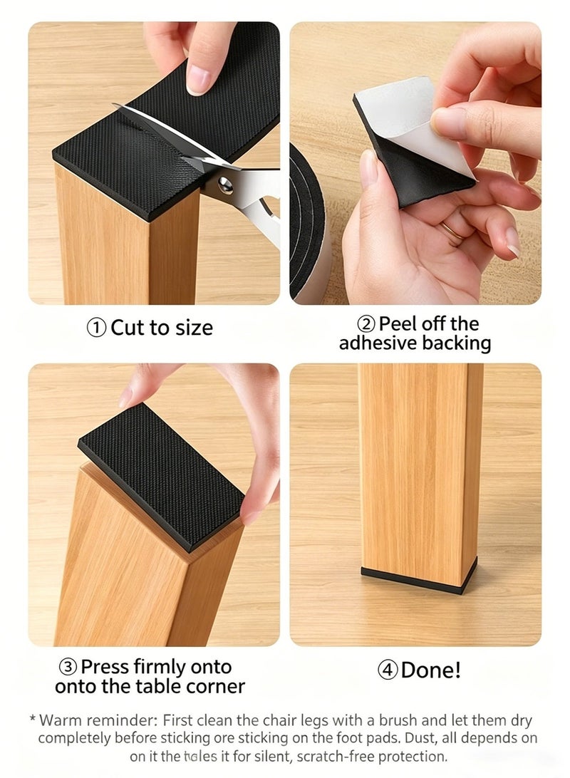 Yunpy 400CM x 2CM Anti-Slip Self-Adhesive Furniture Pads, Non-Slip Noise Reduction Chair Leg Protectors, Shockproof Anti-Scratch Floor Protector Tape for Table Sofa Feet, DIY Cuttable EVA Foam Pad - Image 4