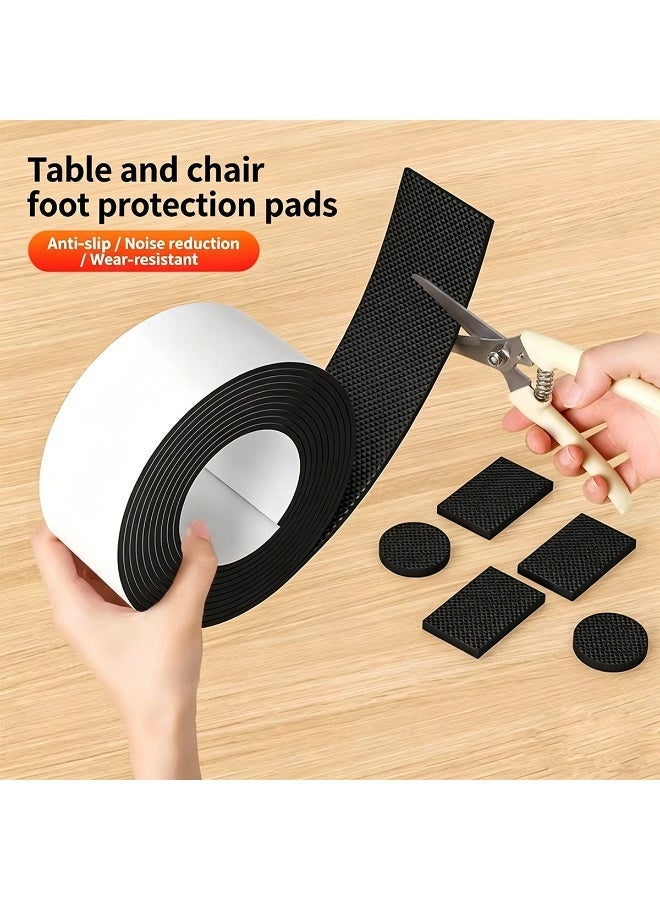 Yunpy 400CM x 2CM Anti-Slip Self-Adhesive Furniture Pads, Non-Slip Noise Reduction Chair Leg Protectors, Shockproof Anti-Scratch Floor Protector Tape for Table Sofa Feet, DIY Cuttable EVA Foam Pad - Image 2