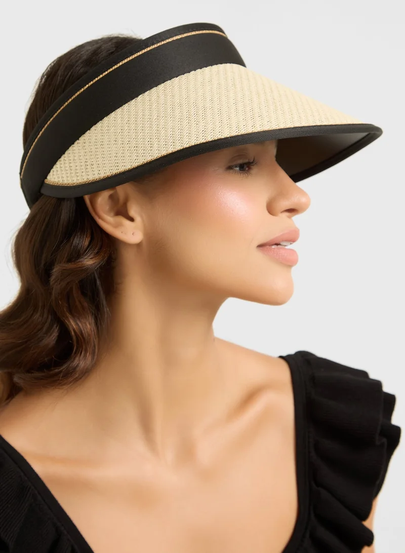 ELLA Contrast Band Straw Visor Hat