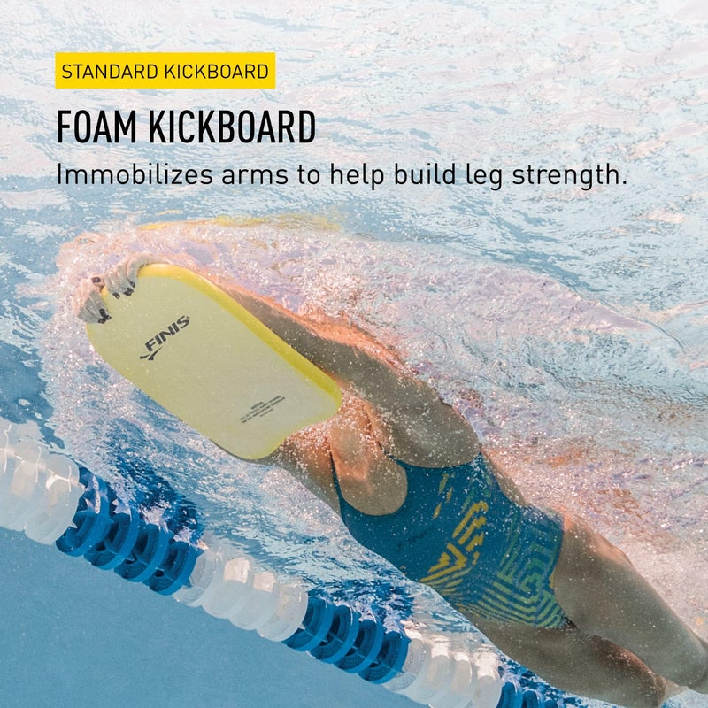 FINIS Foam Kickboard for Swim Training - Builds Leg Strength - Soft EVA Foam - Comfortable Grip - Yellow - Adult - Image 2