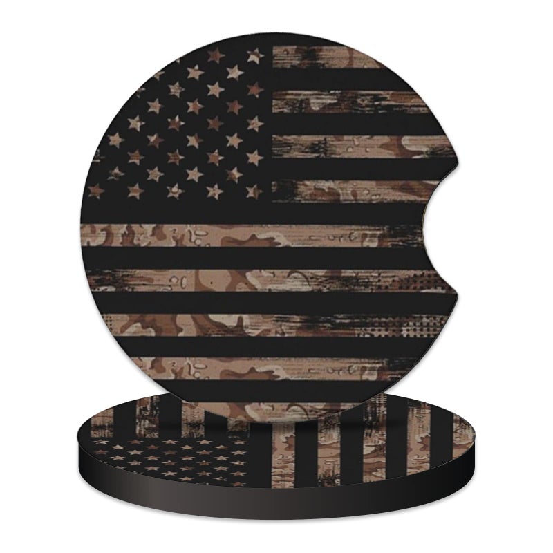 KARREAL 2 Pcs Car Cup Coasters Wood Grain American Flag Universal NonSlip Rubber Car Coasters for Cup Holders 275 inch Car Interior Accessories for Men - Image 3