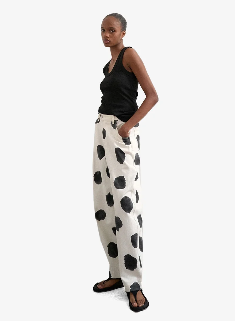 TOPSHOP Casual High Rise Dot Barrel Trousers