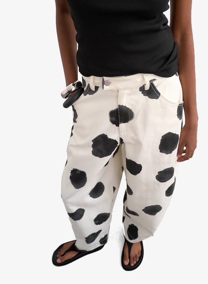 TOPSHOP Casual High Rise Dot Barrel Trousers - Image 3