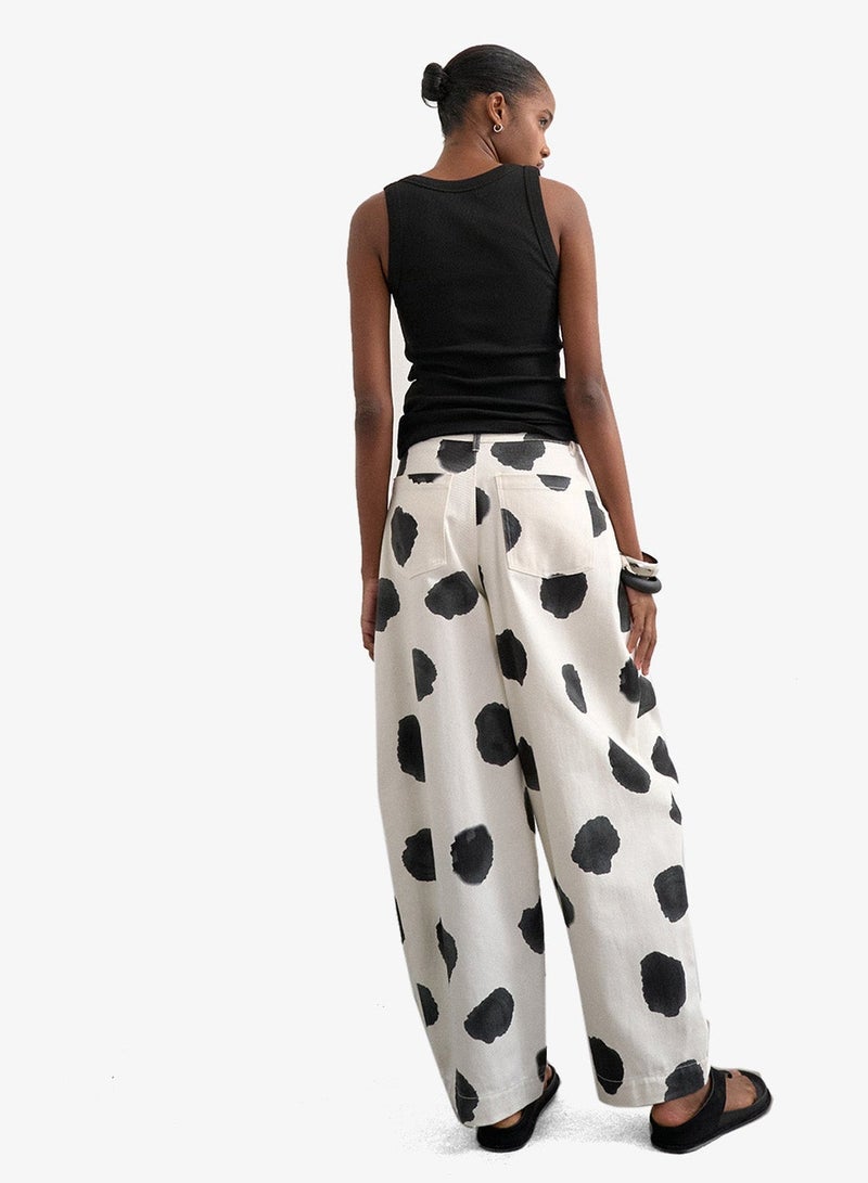 TOPSHOP Casual High Rise Dot Barrel Trousers - Image 2