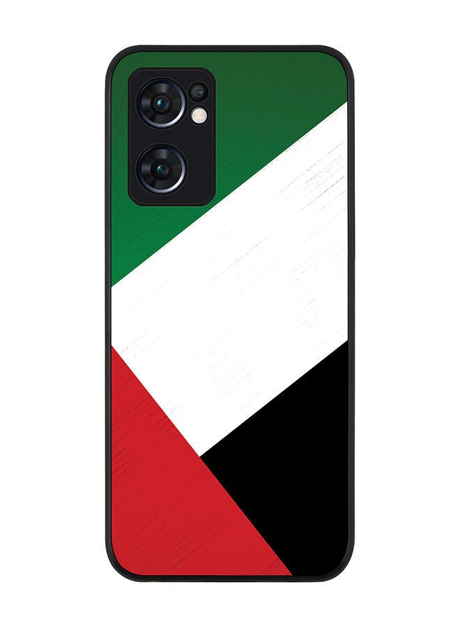 Stylizedd Rugged Black edge case for Oppo Reno7 5G  Slim fit Soft Case Flexible Rubber Edges Anti Drop TPU Gel Thin Cover - Flag Of UAE - Image 1