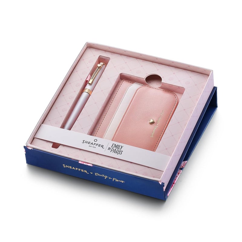 Sheaffer Gift Set - Eip Prelude Mini 9810 Pastel Pink Ballpoint Pen With Swarovski Crystal And Full-Grain Leather Credit Card Holder - Image 2