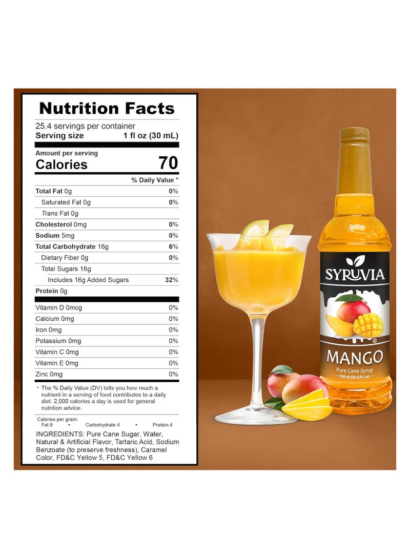 Syruvia Syruvia Mango Syrup - Premium Flavoring Syrup for Tea, Italian Sodas, Beverages, Desserts, Ice Cream, Cocktails & Mocktails - Kosher, Gluten Free - 750 ml. With Syrup Pump  - Image 4