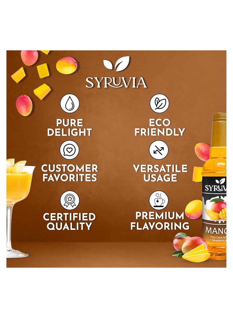 Syruvia Syruvia Mango Syrup - Premium Flavoring Syrup for Tea, Italian Sodas, Beverages, Desserts, Ice Cream, Cocktails & Mocktails - Kosher, Gluten Free - 750 ml. With Syrup Pump  - Image 5