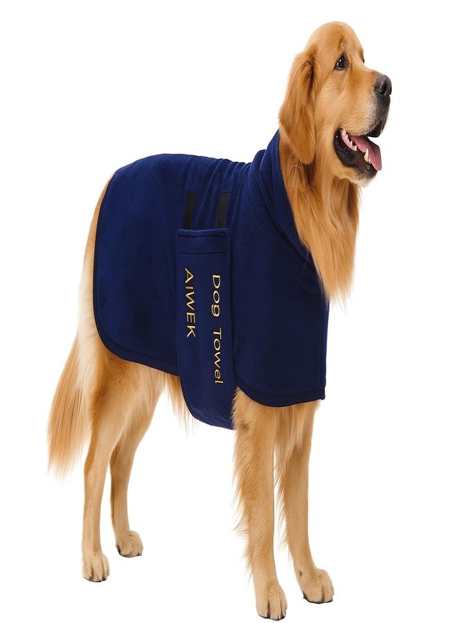 AIWEK Dog Towel Dog Bathrobe, Microfiber Super Absorbent Pet, Quick Drying Robe for After Bath, Adjustable Collar & Belly Strap Pet Cat Bath Robe Towel Blue-M - Image 1
