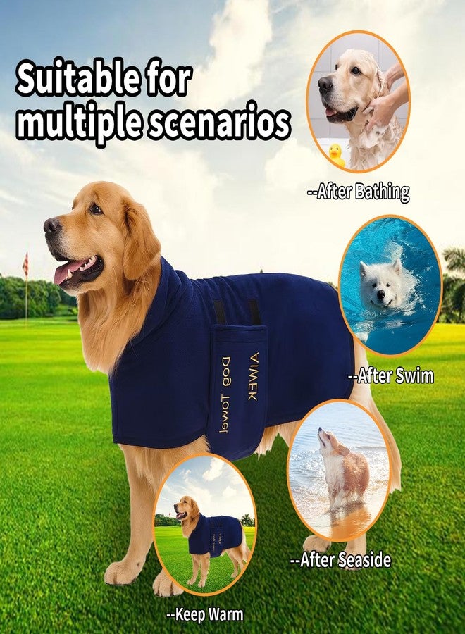 AIWEK Dog Towel Dog Bathrobe, Microfiber Super Absorbent Pet, Quick Drying Robe for After Bath, Adjustable Collar & Belly Strap Pet Cat Bath Robe Towel Blue-M - Image 2