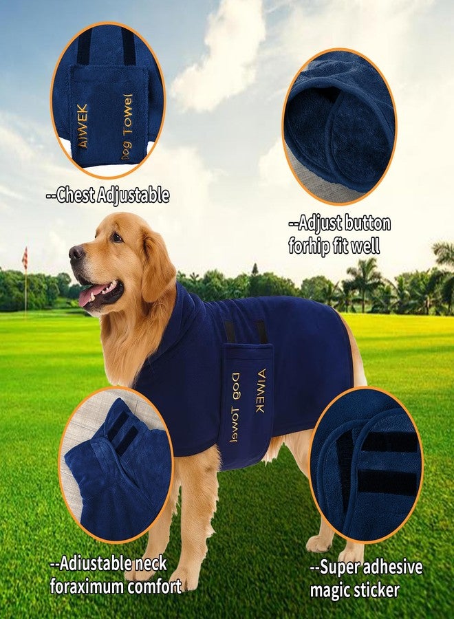 AIWEK Dog Towel Dog Bathrobe, Microfiber Super Absorbent Pet, Quick Drying Robe for After Bath, Adjustable Collar & Belly Strap Pet Cat Bath Robe Towel Blue-M - Image 3