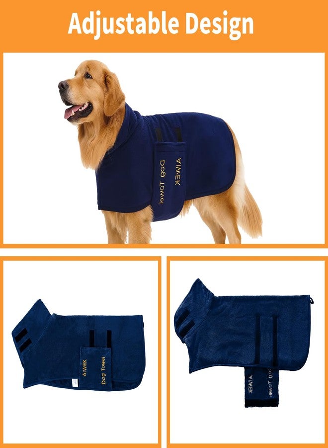 AIWEK Dog Towel Dog Bathrobe, Microfiber Super Absorbent Pet, Quick Drying Robe for After Bath, Adjustable Collar & Belly Strap Pet Cat Bath Robe Towel Blue-M - Image 5
